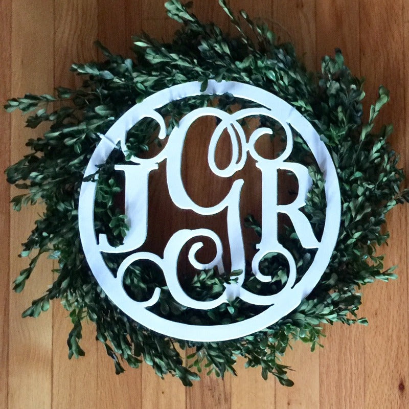 three letter round border monogram