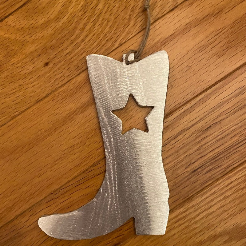 aluminum cowboy boot ornament