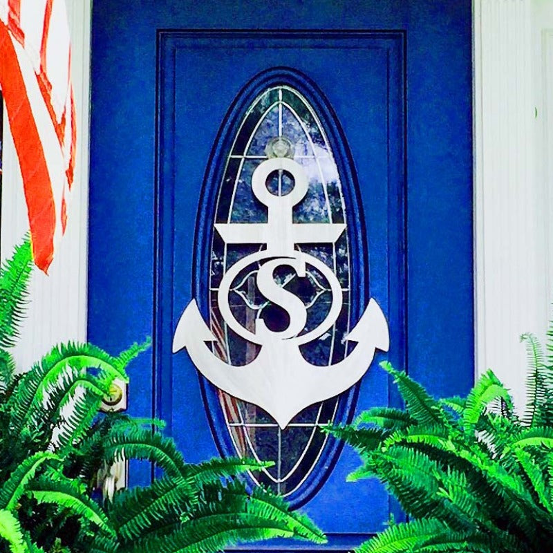 monogrammed anchor door hanger