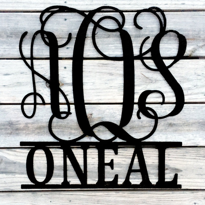 three letter monogram with family name
