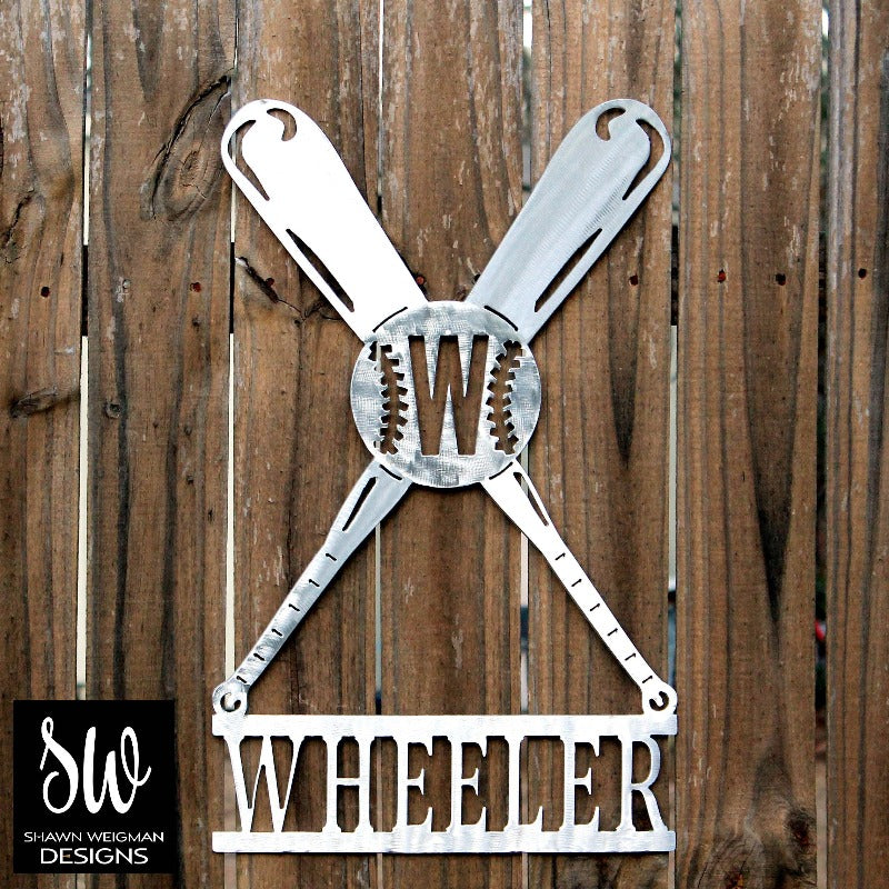 monogrammed baseball door hanger