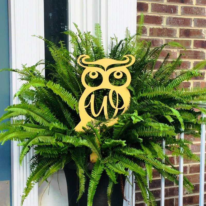 monogrammed owl stake