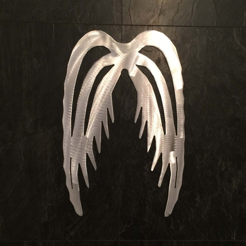 brushed aluminum angel wings tree topper