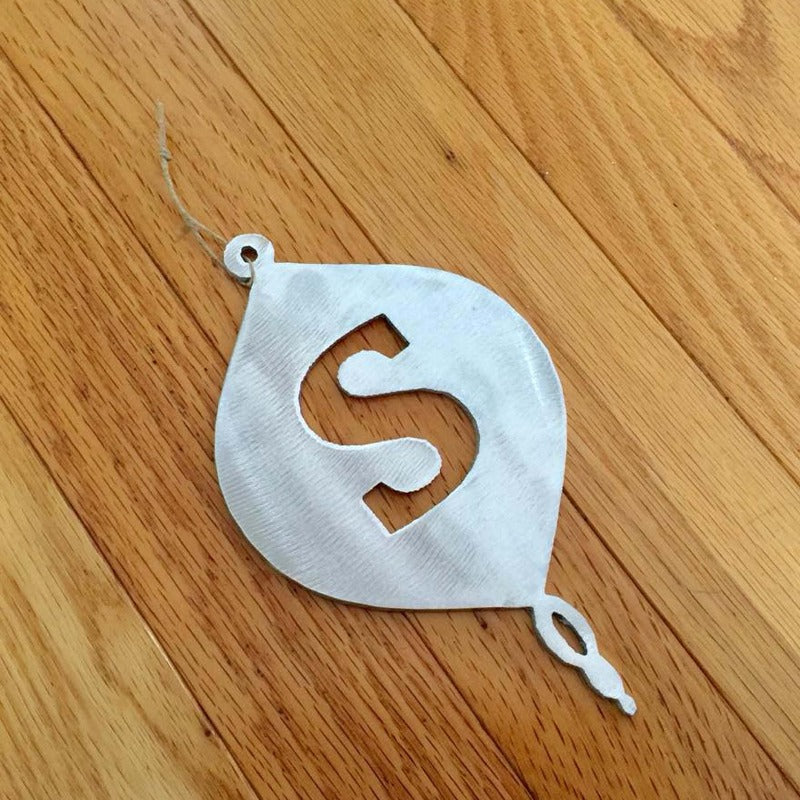 oblong monogrammed ornament